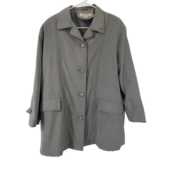 Appleseed's Jacket Size 14 Petite Gray/Green Lined Warm Cut Out Lace Pockets - Picture 1 of 9